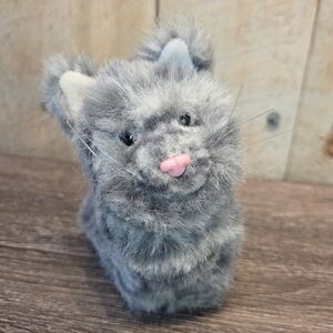 American Girl Doll Pet Tabby Praline Cat 5" Gray Plush Stripe Poseable Tail Grey